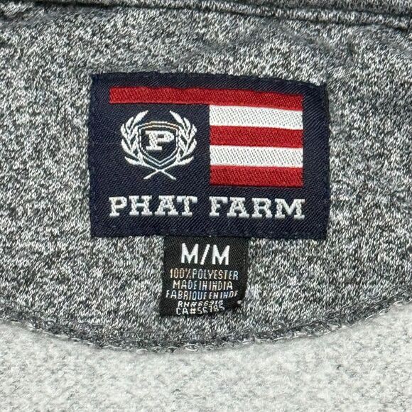 Phat Farm Hoodie Sweatshirt Jacket Men’s Medium Gray Full‎ Zip Essential Skater - Picture 6 of 10